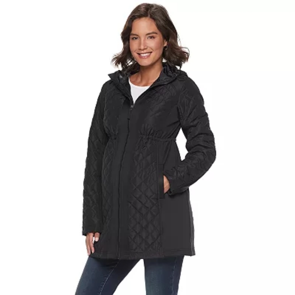 a:glow maternity quilted jacket coat Medium black